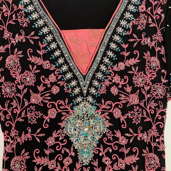 Black & Pink Heavily Embellished 3-Piece Suit - Picture 2 of 12